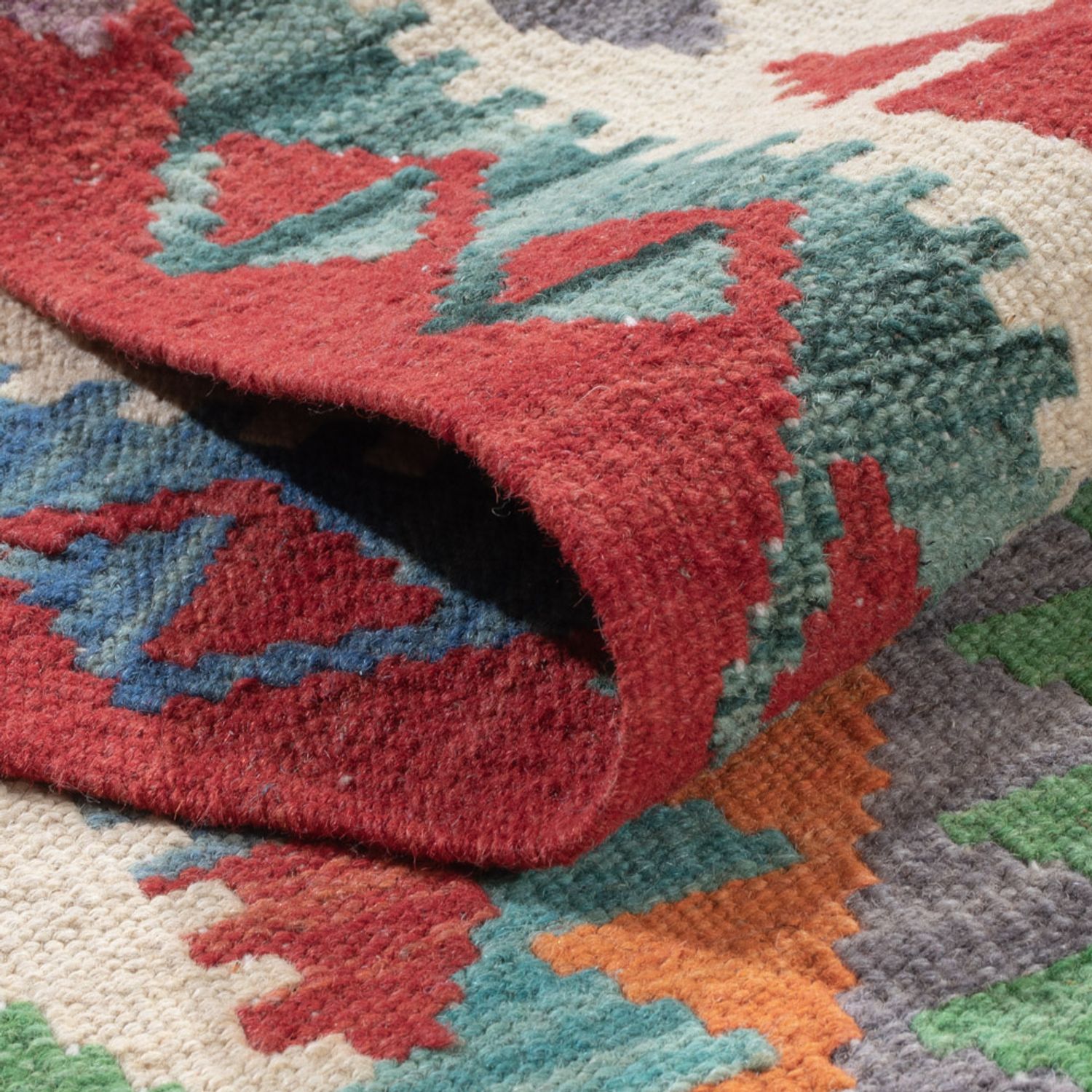 Løper Kelimteppe - Splash - 209 x 76 cm - flerfarget