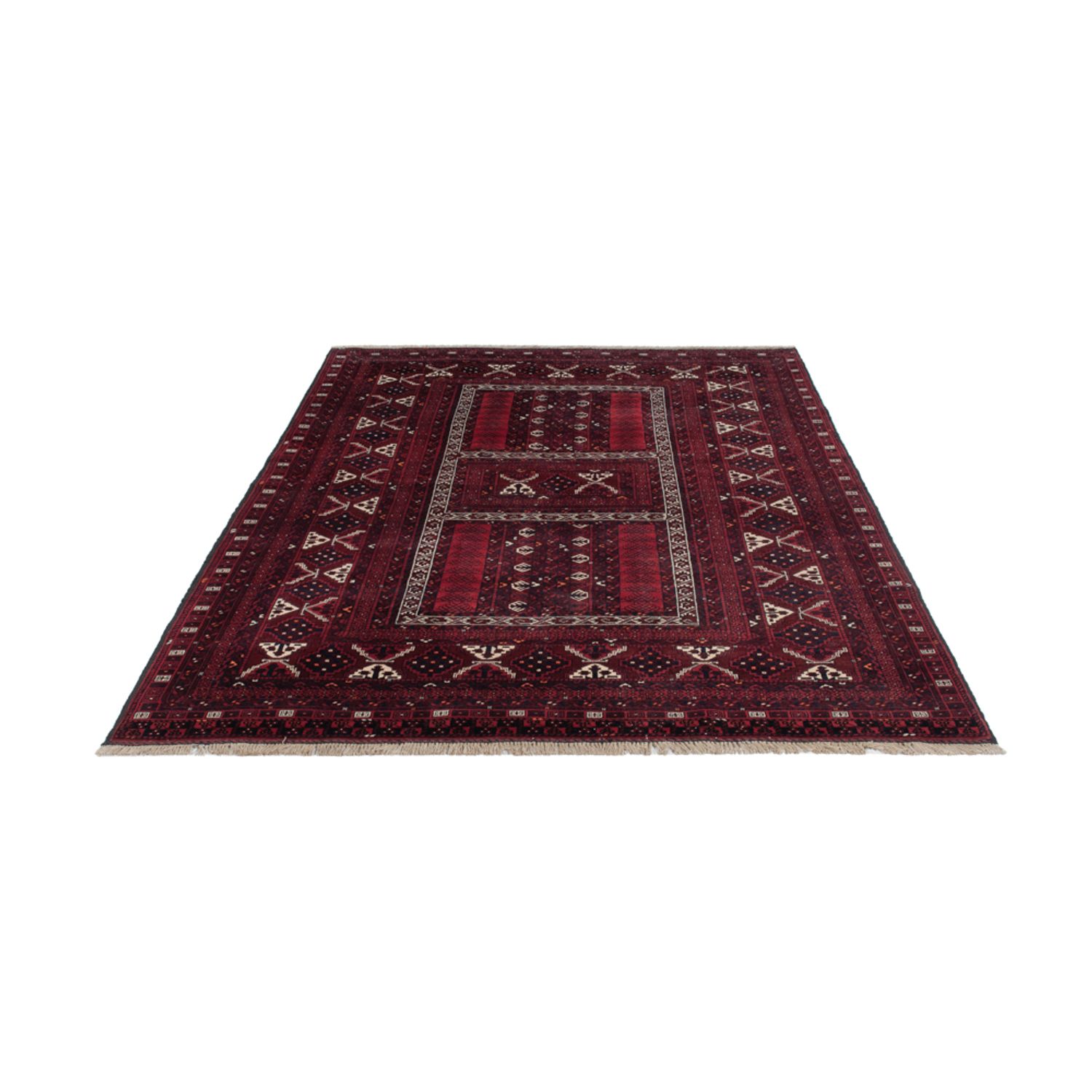 Afghan Rug - 246 x 159 cm - dark red