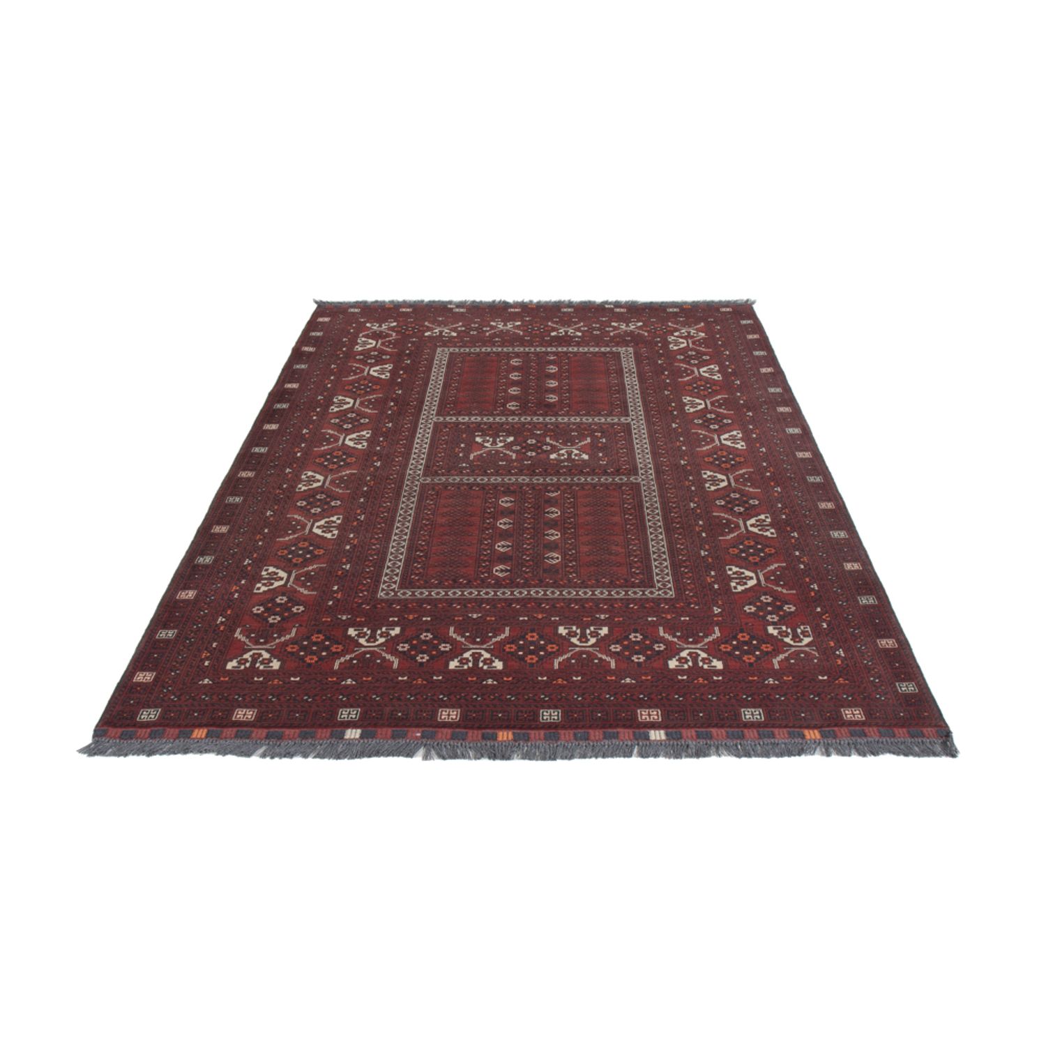 Afghan Rug - 241 x 156 cm - dark red