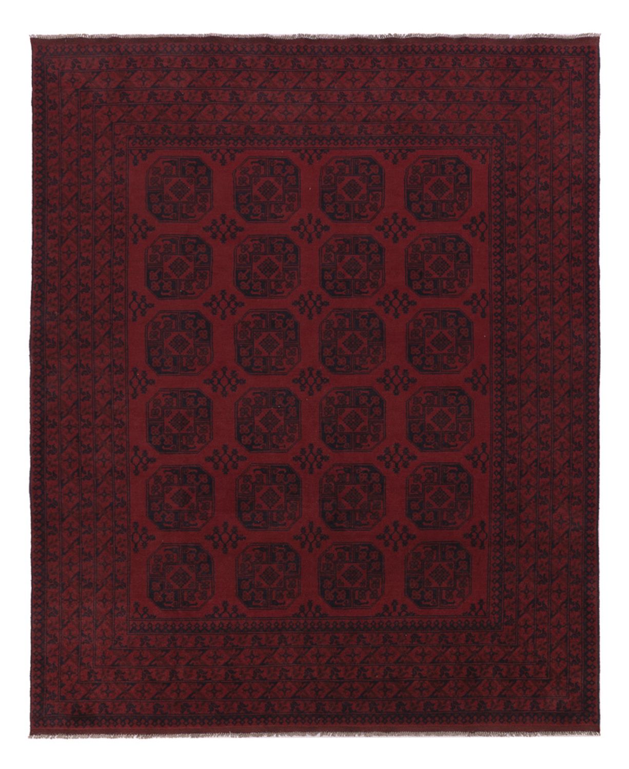 Afghan Teppich - Filpa - 302 x 252 cm - dunkelrot