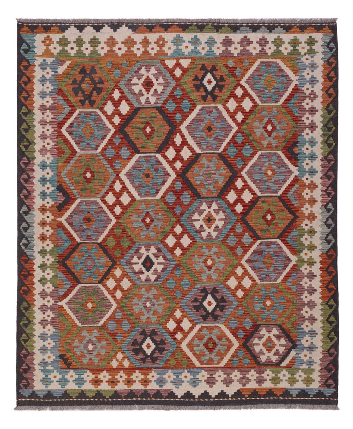 Kelim Rug - Splash - 192 x 157 cm - multicolored