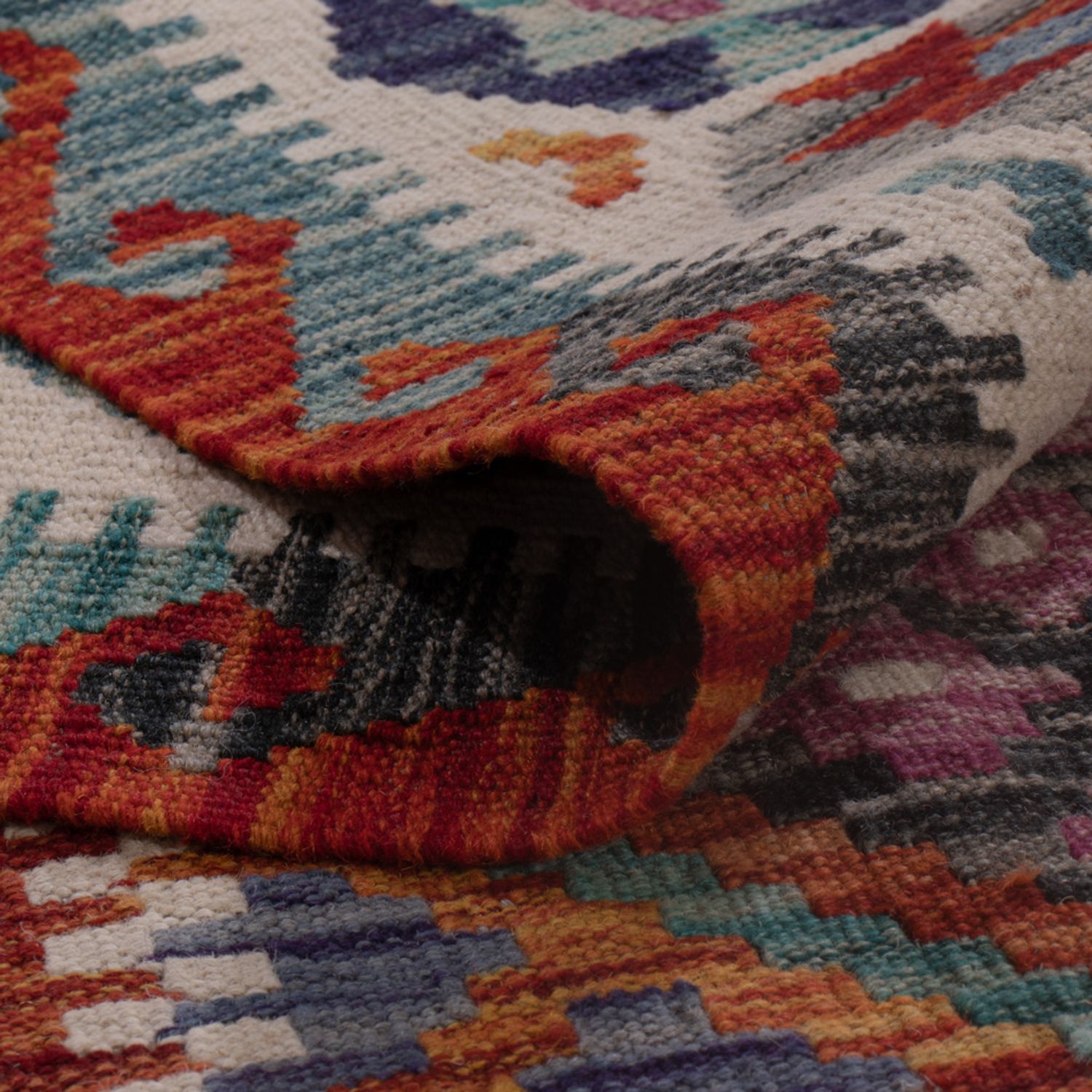 Kelimteppe - Splash - 195 x 158 cm - flerfarget