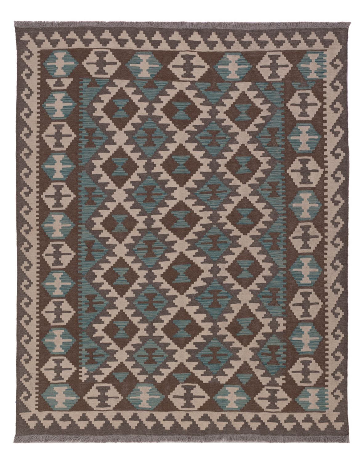 Kelim Rug - Splash - 195 x 151 cm - dark green
