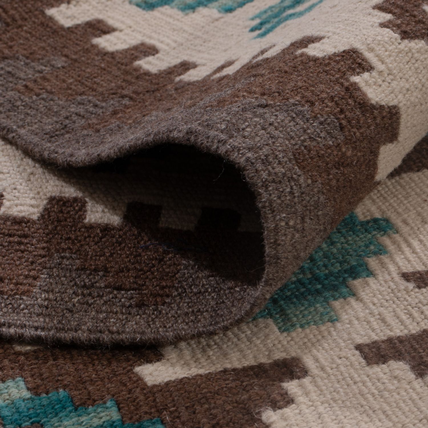 Kelimteppe - Splash - 190 x 147 cm - mørkegrønn