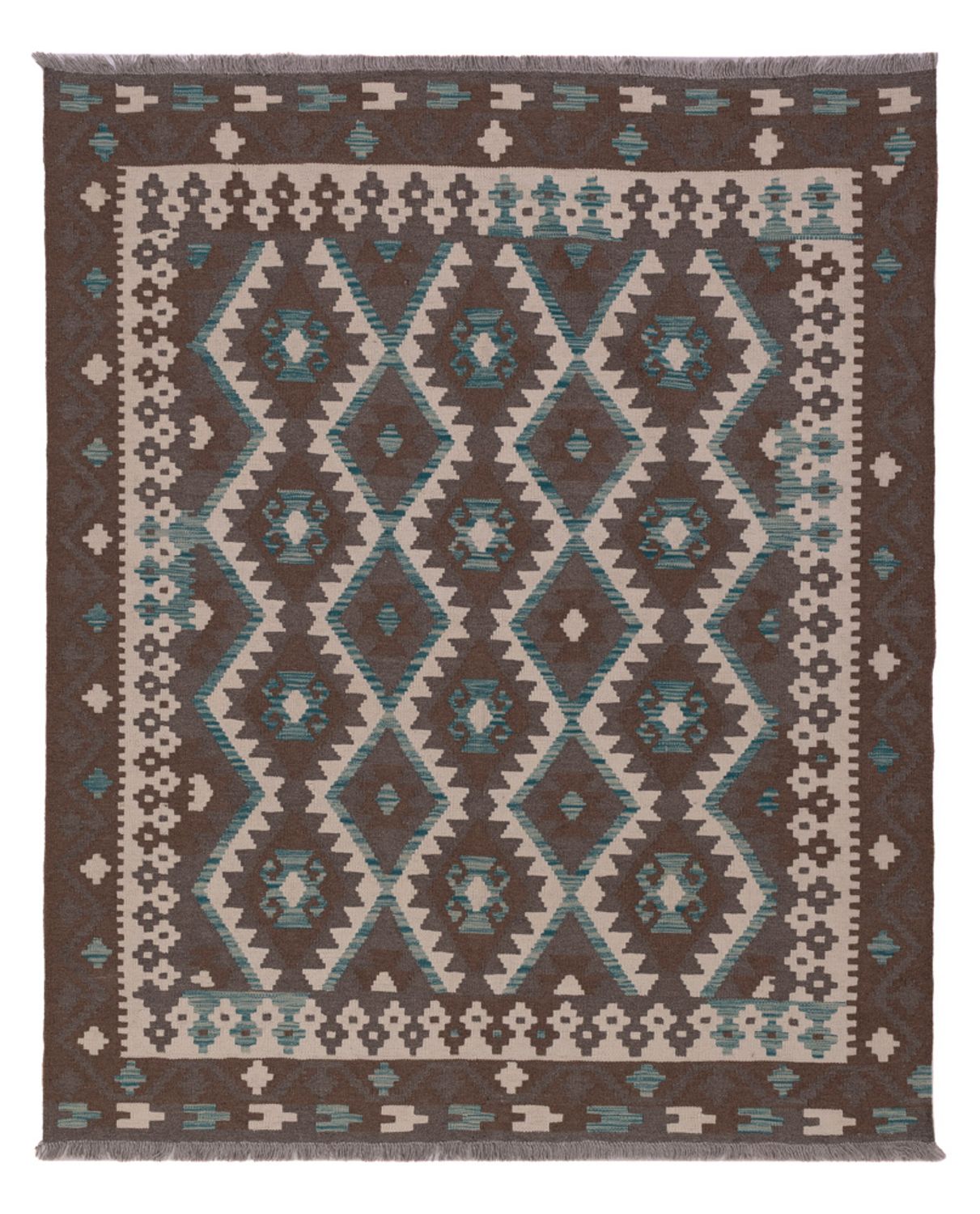 Kelim Rug - Splash - 194 x 155 cm - dark green