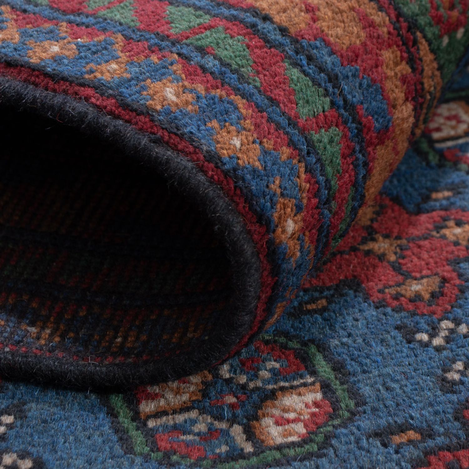 Afghan Rug - Filpa - 201 x 150 cm - dark blue