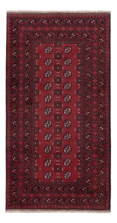 Runner Afghan Rug - Filpa - 190 x 98 cm - dark red