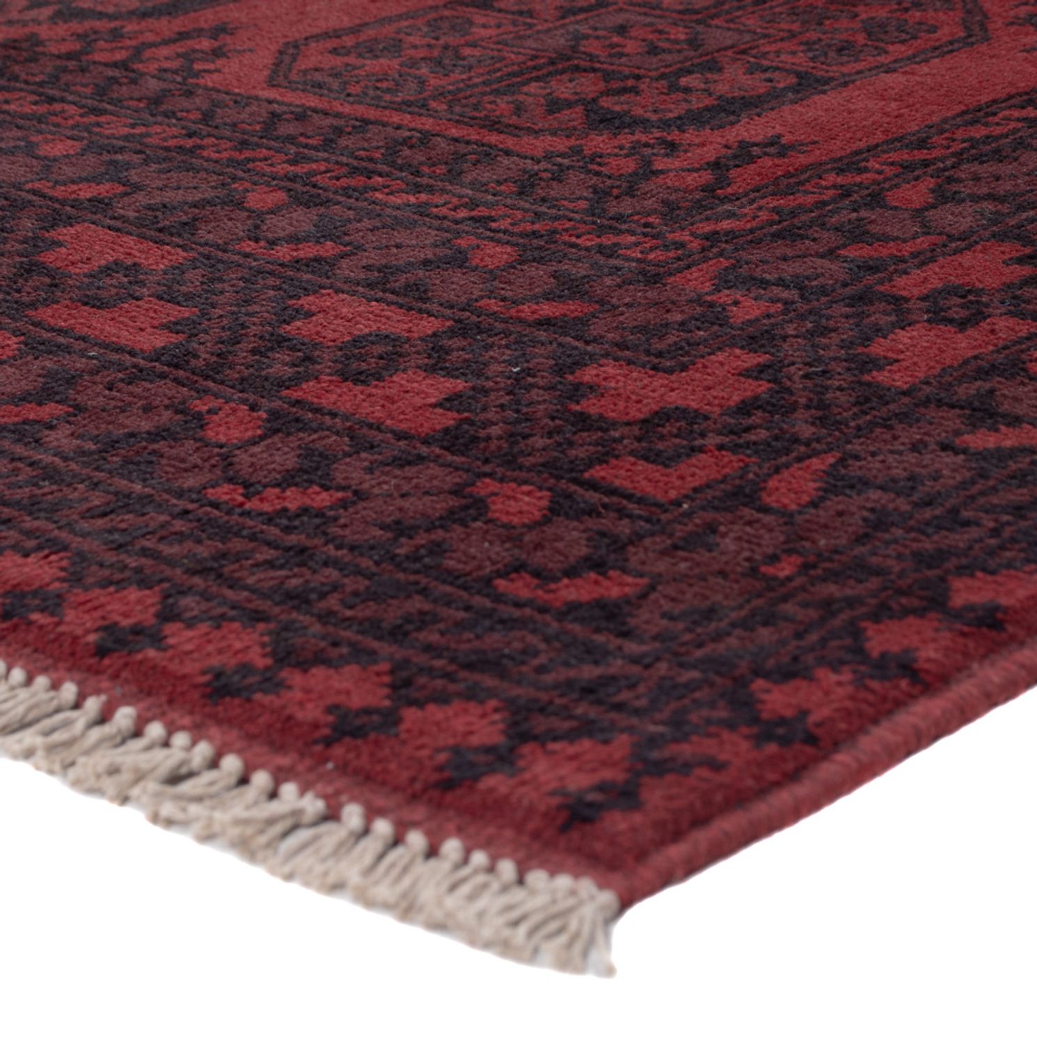 Afghan Rug - Filpa - 198 x 142 cm - dark red