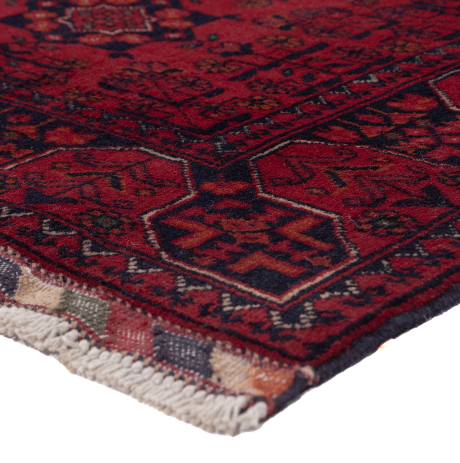 Runner Afghan Rug - Kunduz - 294 x 84 cm - dark red