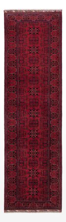 Runner Afghan Rug - Kunduz - 294 x 84 cm - dark red