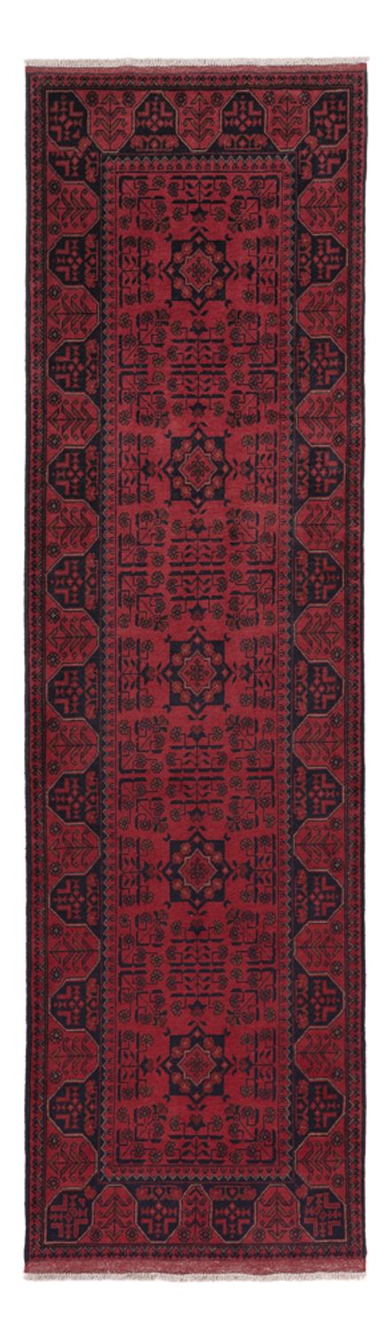 Runner Afghan Rug - Kunduz - 299 x 82 cm - dark red