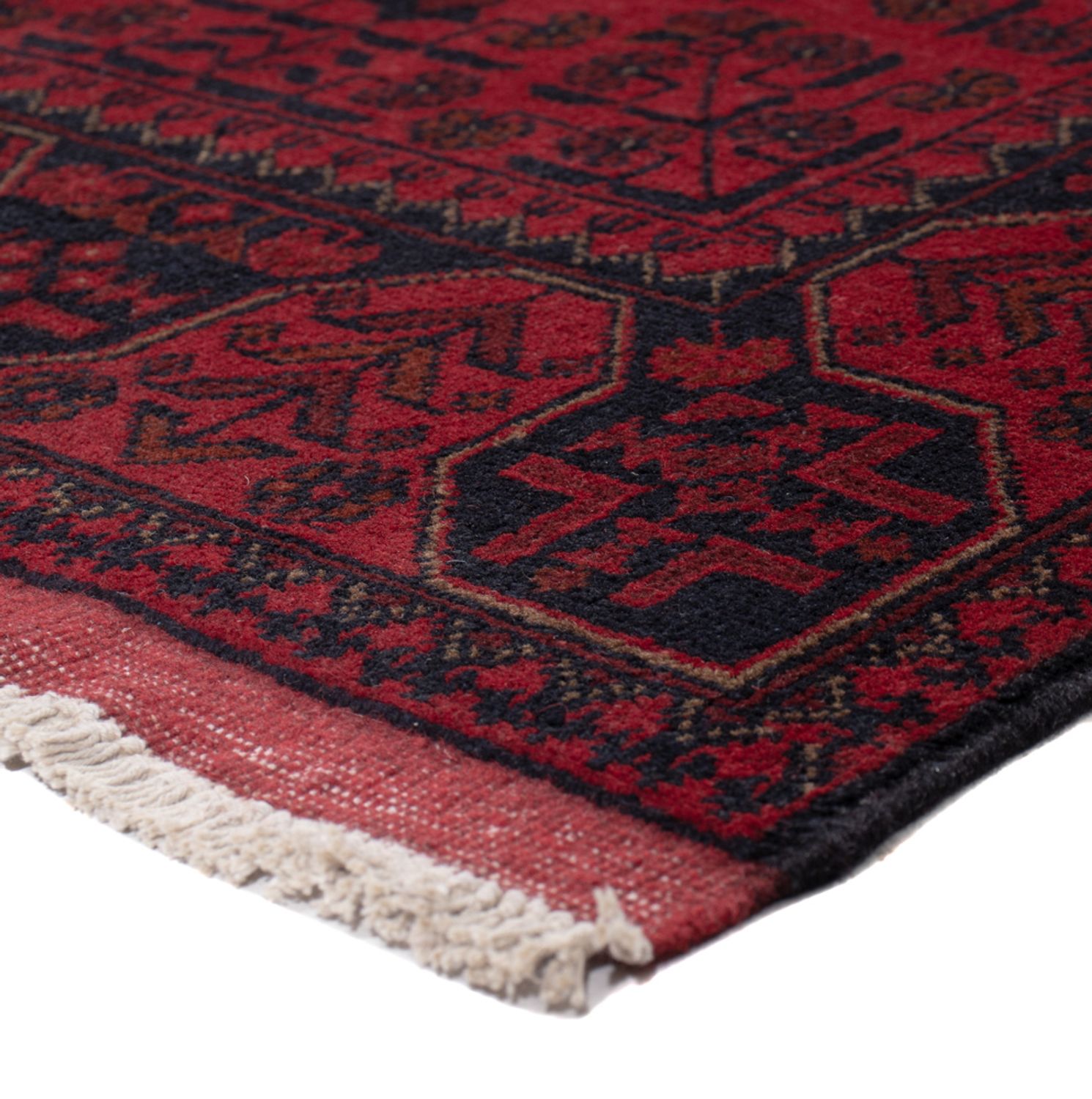 Runner Afghan Rug - Kunduz - 299 x 82 cm - dark red