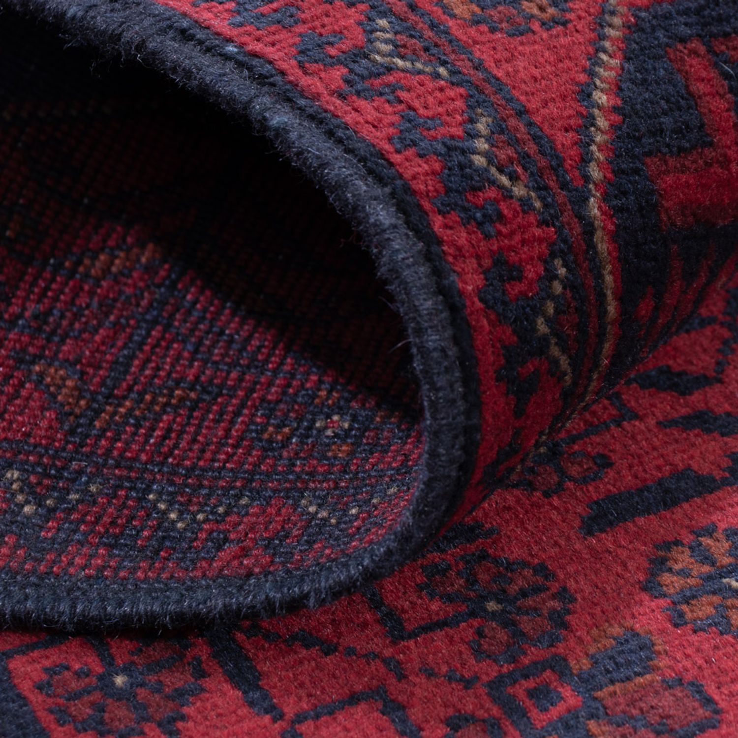 Runner Afghan Rug - Kunduz - 299 x 82 cm - dark red