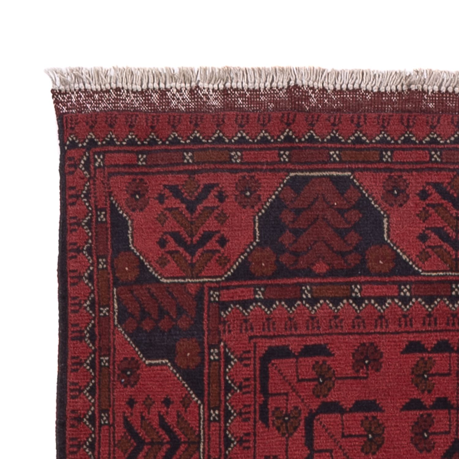 Runner Afghan Rug - Kunduz - 295 x 79 cm - dark red