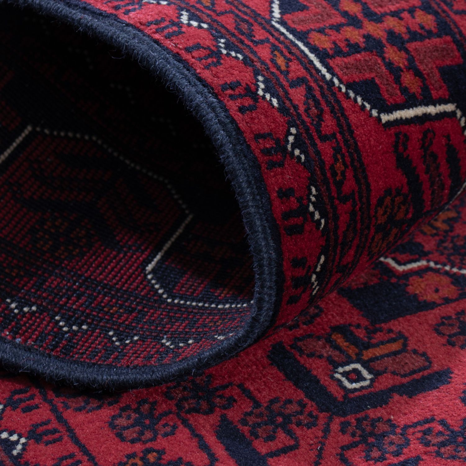 Runner Afghan Rug - Kunduz - 292 x 80 cm - dark red