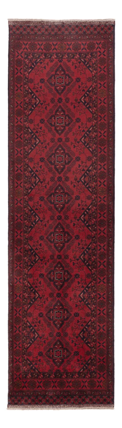 Runner Afghan Rug - Kunduz - 297 x 80 cm - dark red