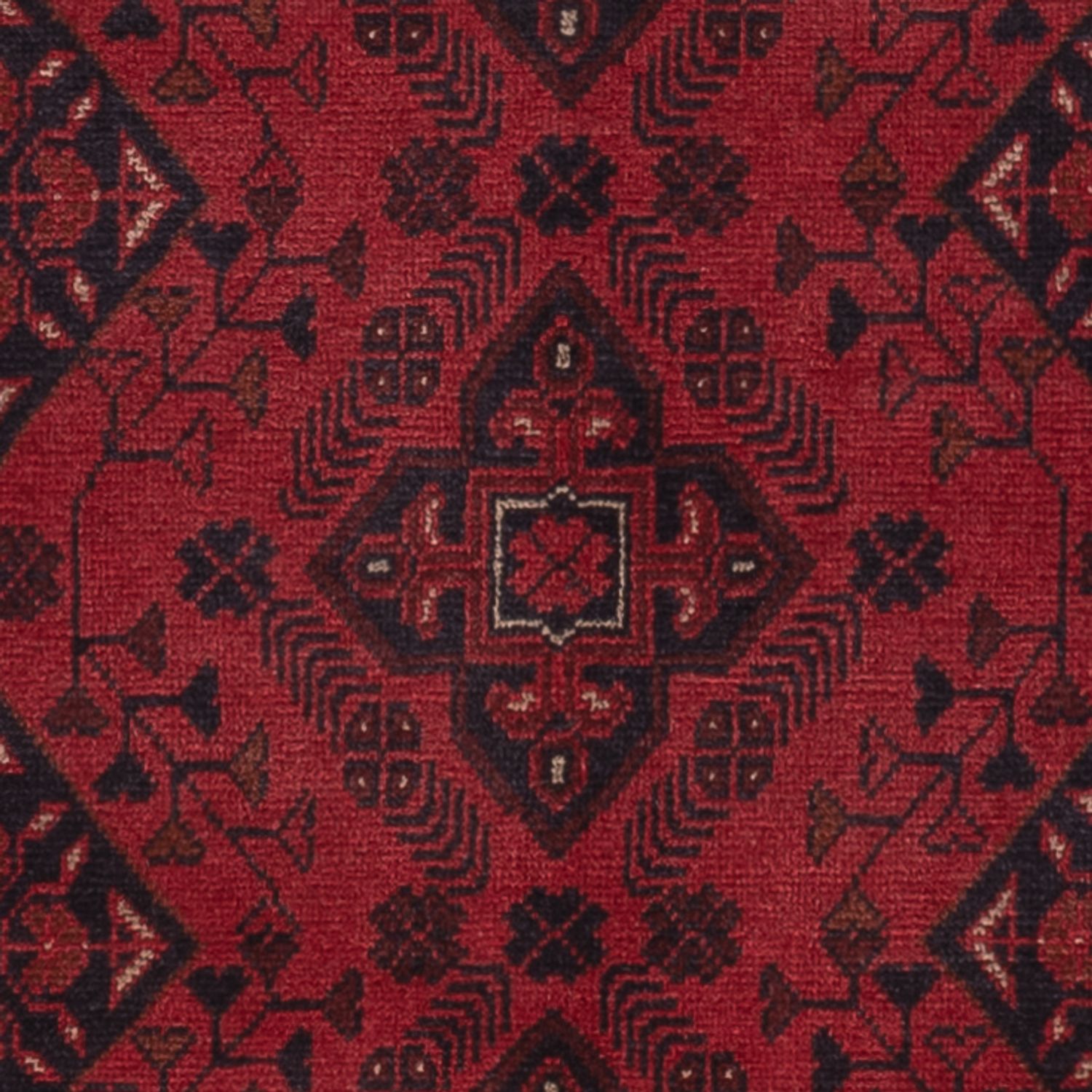 Runner Afghan Rug - Kunduz - 297 x 80 cm - dark red