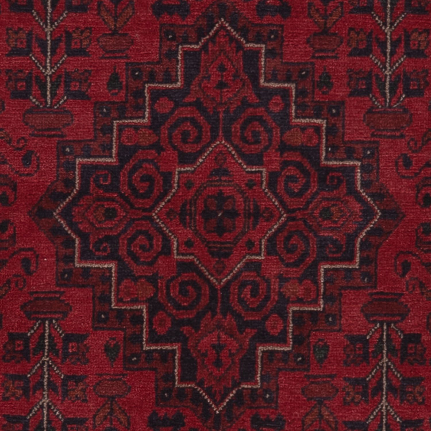 Runner Afghan Rug - Kunduz - 298 x 81 cm - dark red