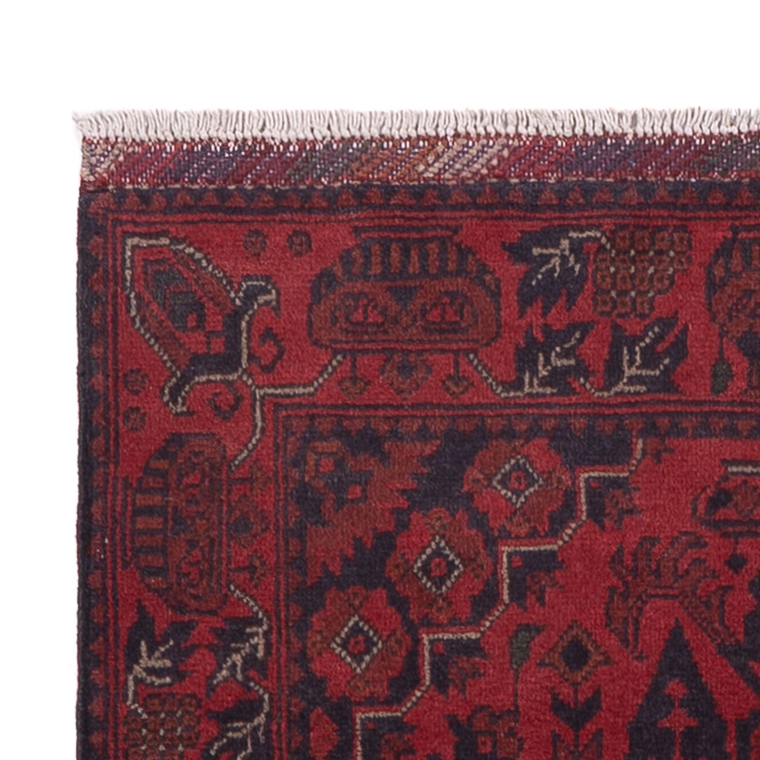 Runner Afghan Rug - Kunduz - 298 x 81 cm - dark red