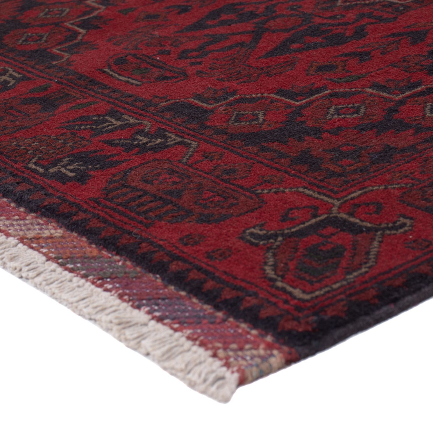 Runner Afghan Rug - Kunduz - 298 x 81 cm - dark red