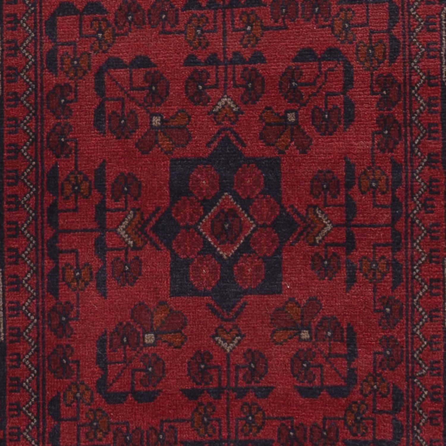 Runner Afghan Rug - Kunduz - 390 x 80 cm - dark red