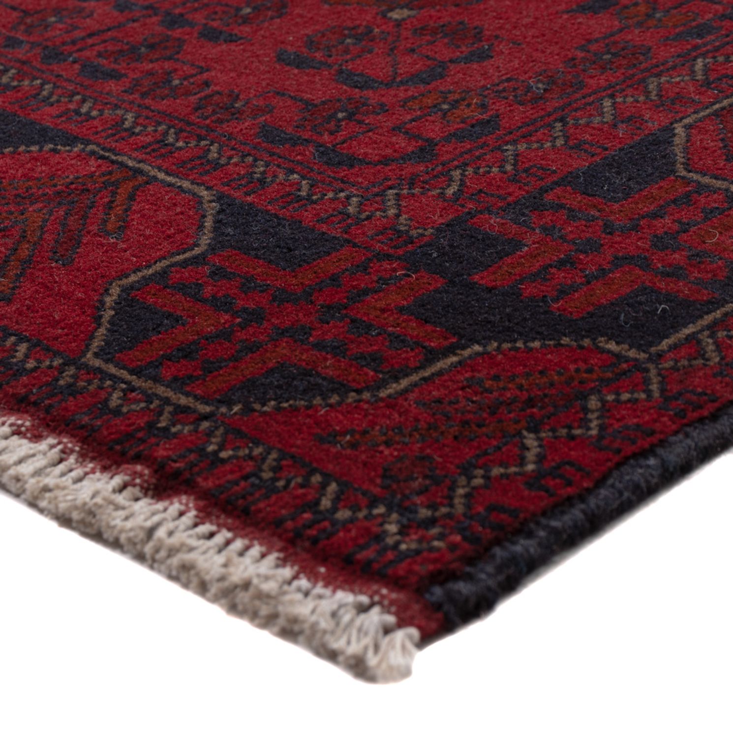 Runner Afghan Rug - Kunduz - 390 x 80 cm - dark red