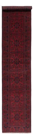 Runner Afghan Rug - Kunduz - 390 x 80 cm - dark red