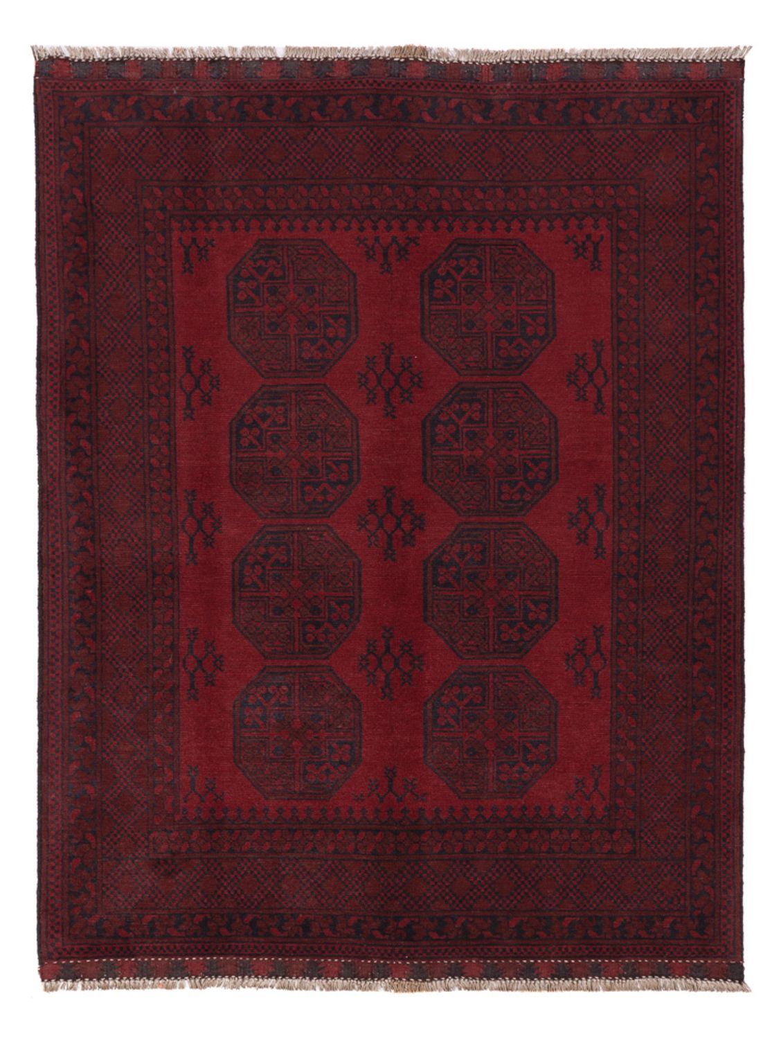 Afghan Rug - Filpa - 193 x 150 cm - dark red