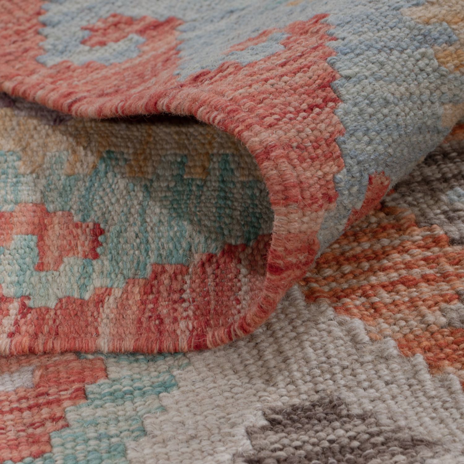 Løper Kelimteppe - Splash - 247 x 85 cm - flerfarget