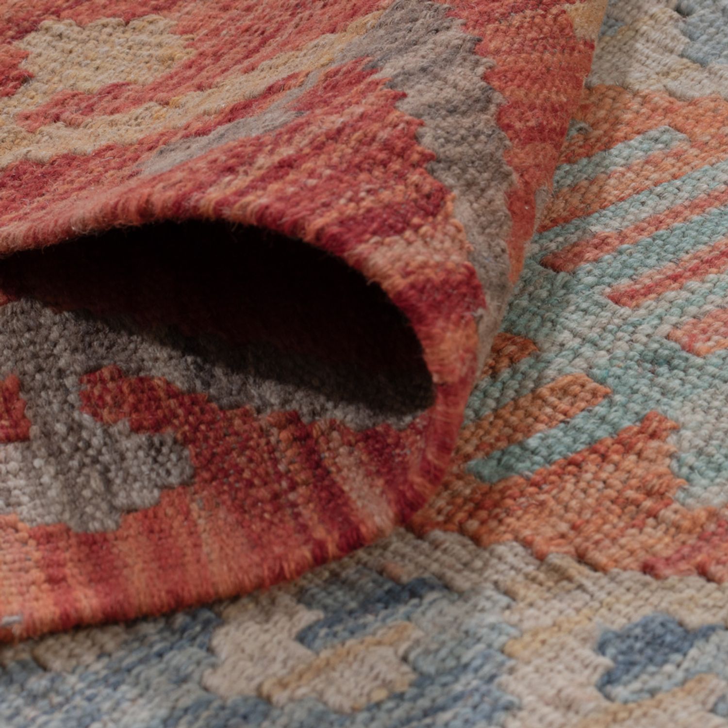 Løper Kelimteppe - Splash - 404 x 80 cm - flerfarget