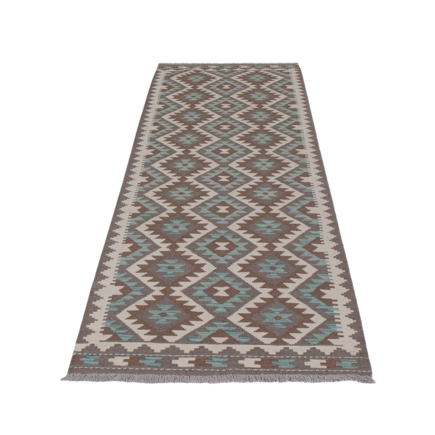 Runner Kelim Rug - Splash - 300 x 81 cm - dark green