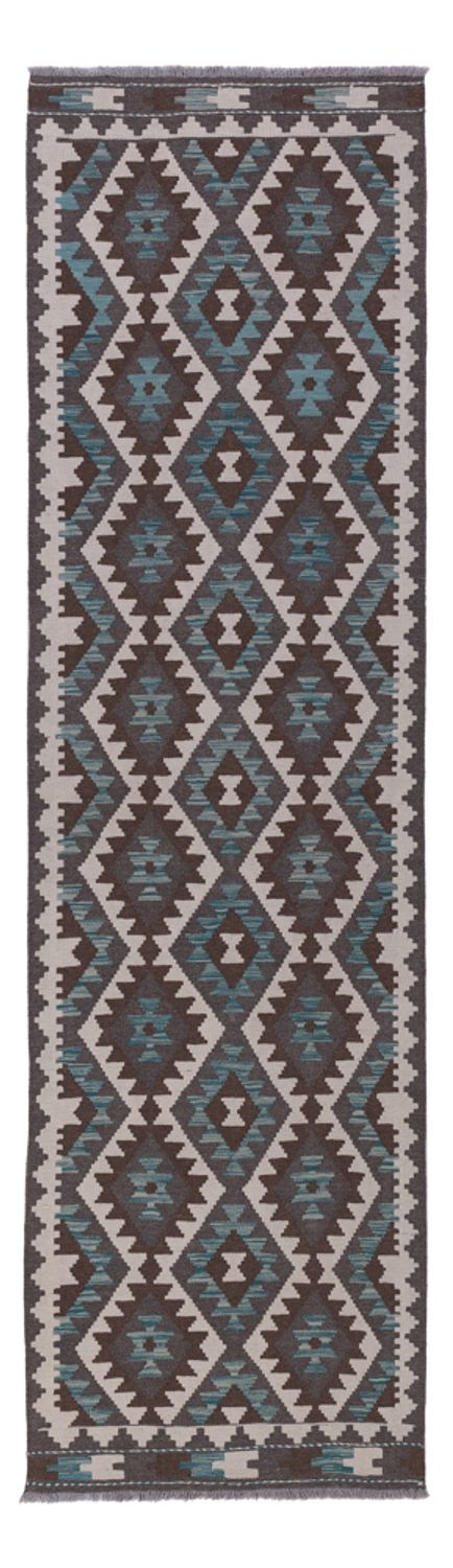 Runner Kelim Rug - Splash - 298 x 82 cm - dark green