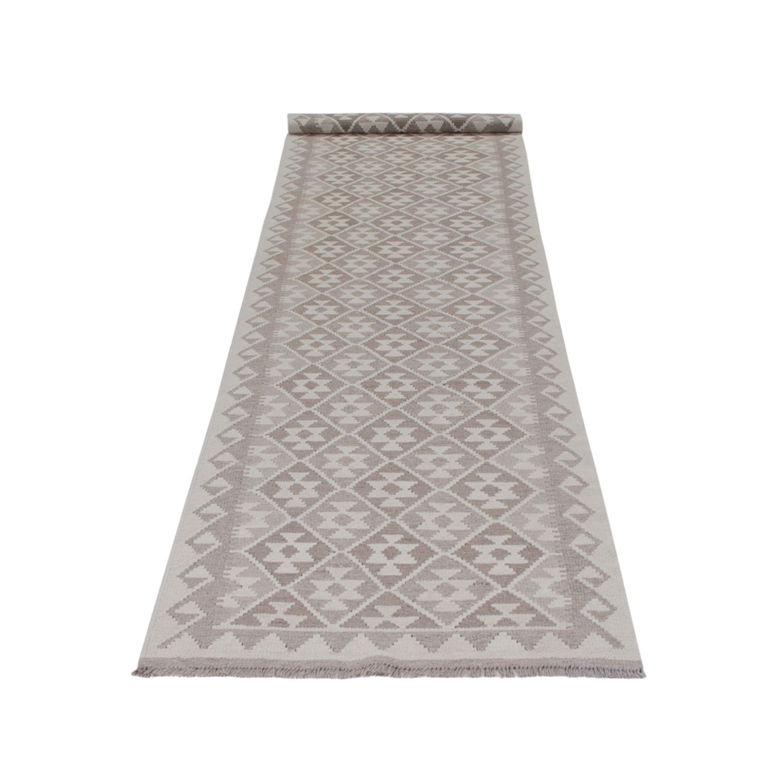 Runner Kelim Rug - Splash - 393 x 81 cm - dark grey
