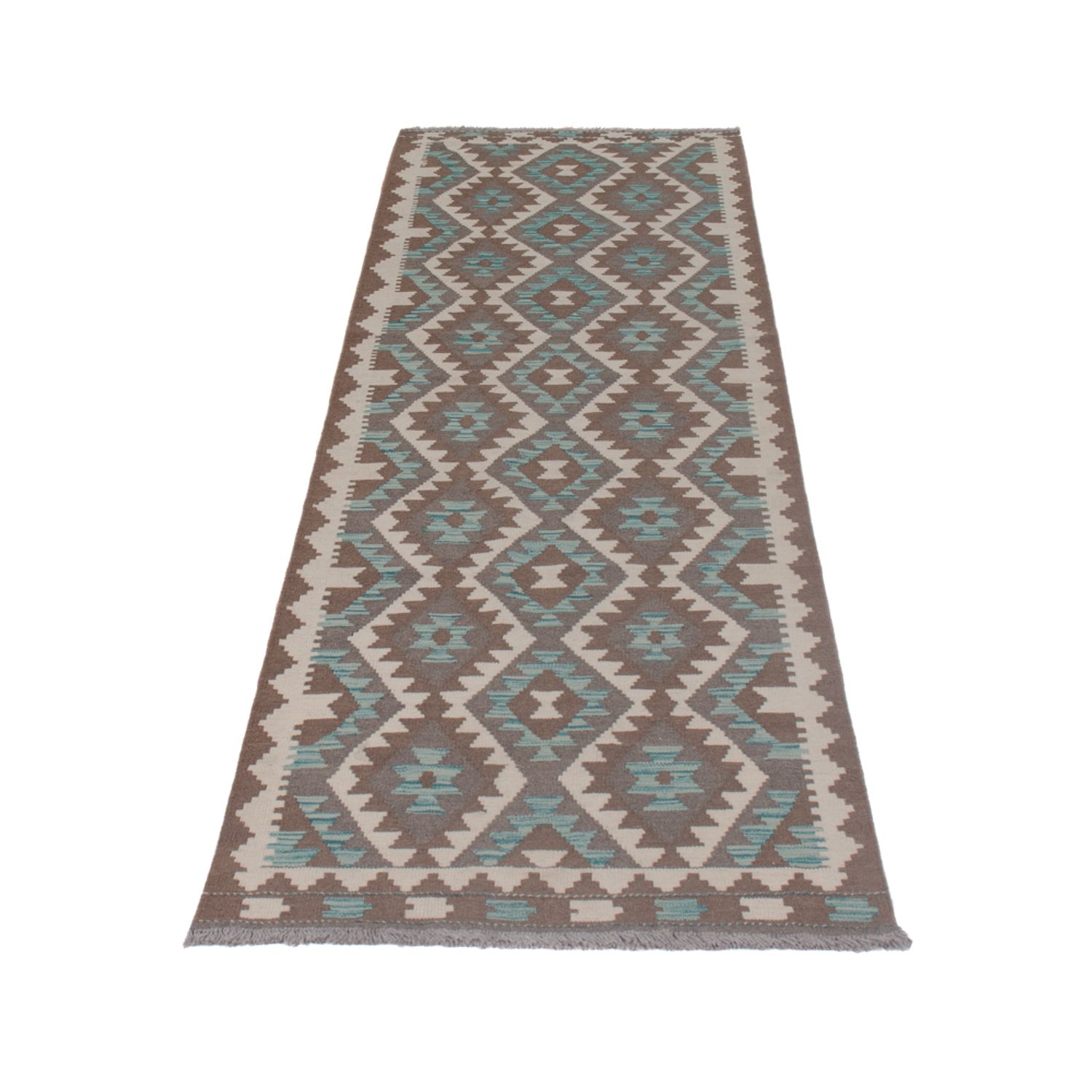 Runner Kelim Rug - Splash - 297 x 82 cm - dark green