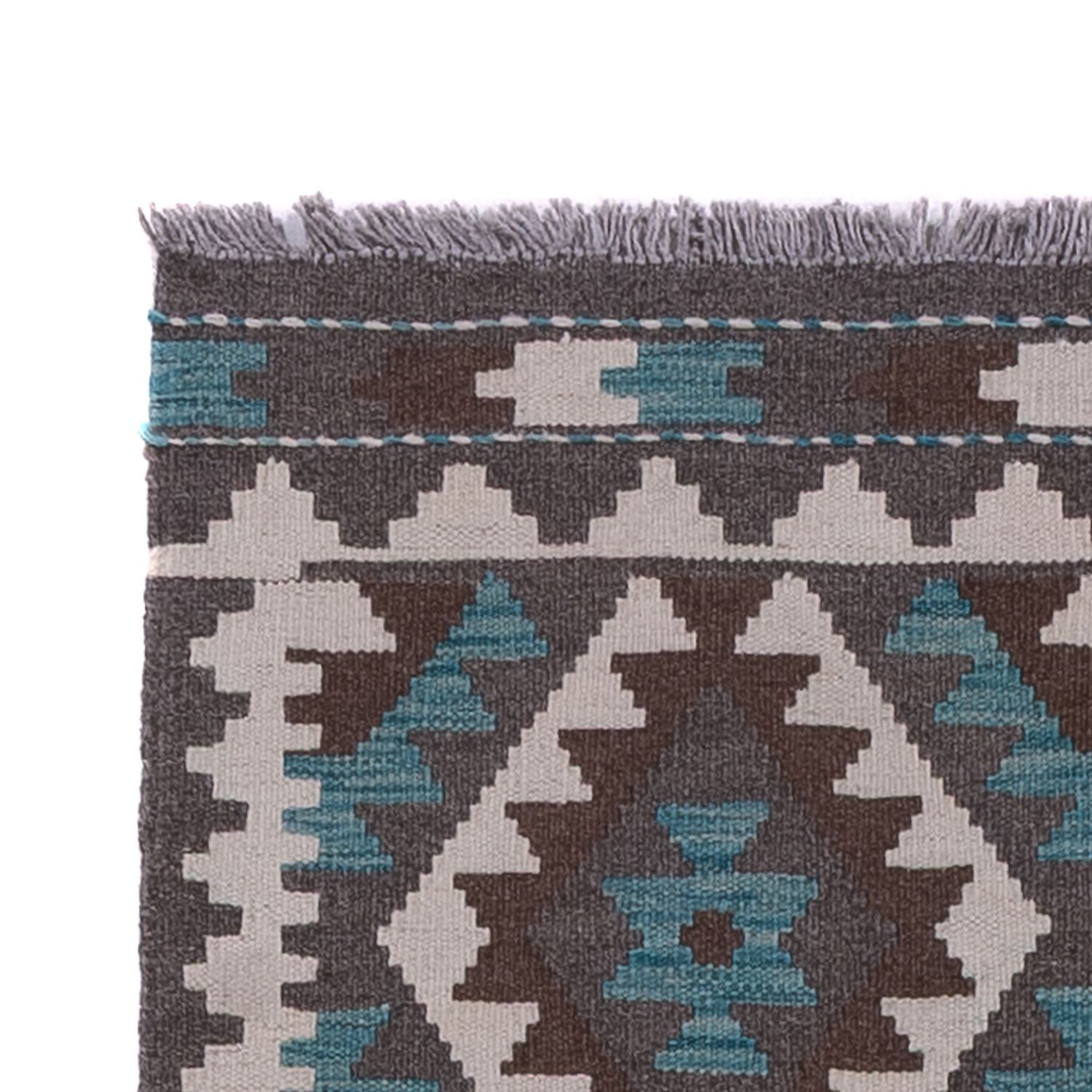 Runner Kelim Rug - Splash - 303 x 83 cm - dark green