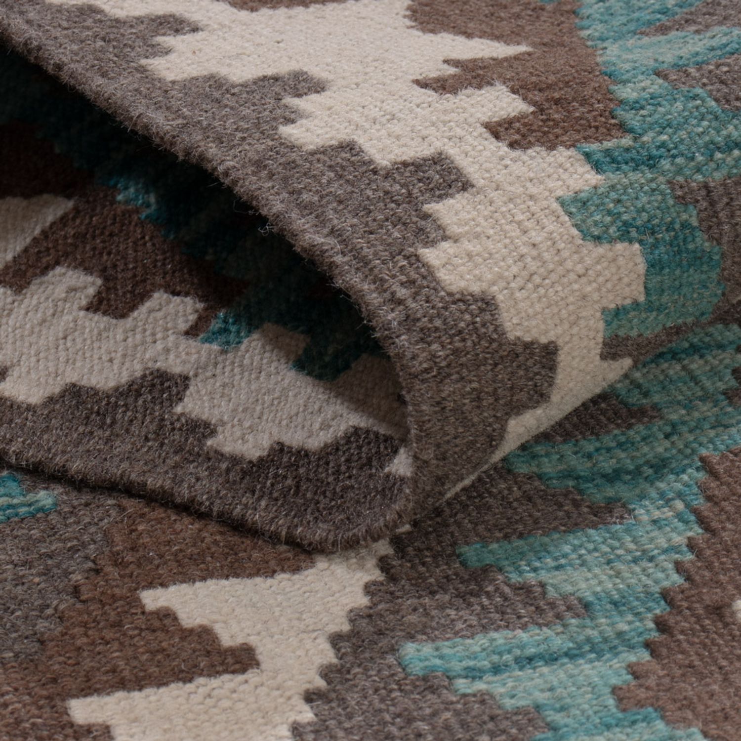 Runner Kelim Rug - Splash - 303 x 83 cm - dark green