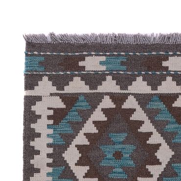 Runner Kelim Rug - Splash - 303 x 83 cm - dark green