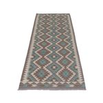 Runner Kelim Rug - Splash - 303 x 83 cm - dark green