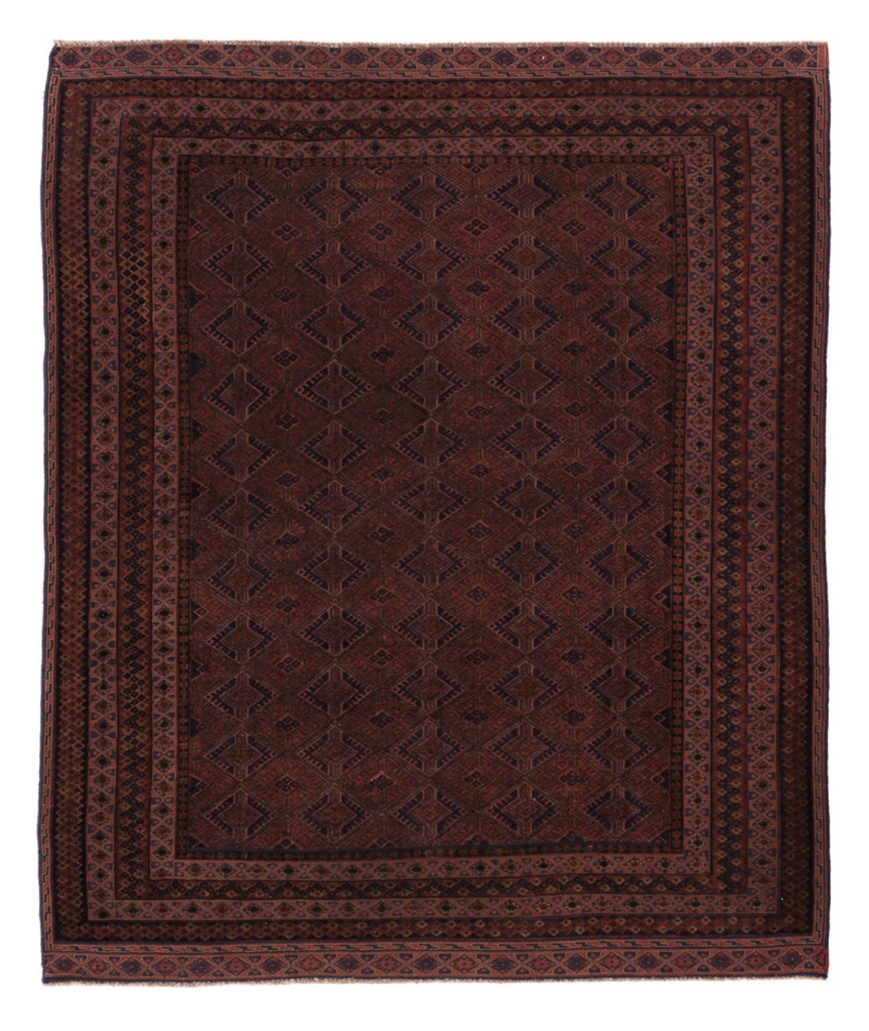 Kelim Rug - Oriental square  - 189 x 156 cm - dark red