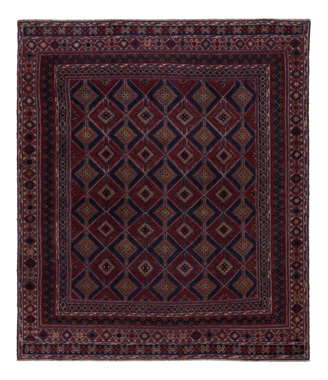 Kelim Rug - Oriental square  - 177 x 157 cm - dark red