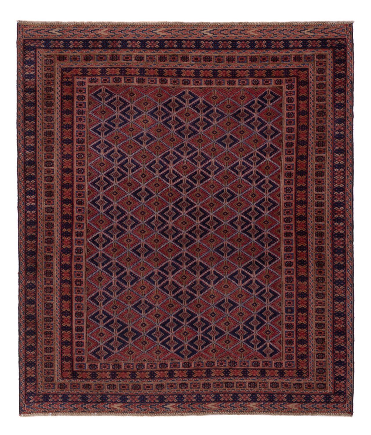 Kelim Rug - Oriental square  - 183 x 157 cm - dark red