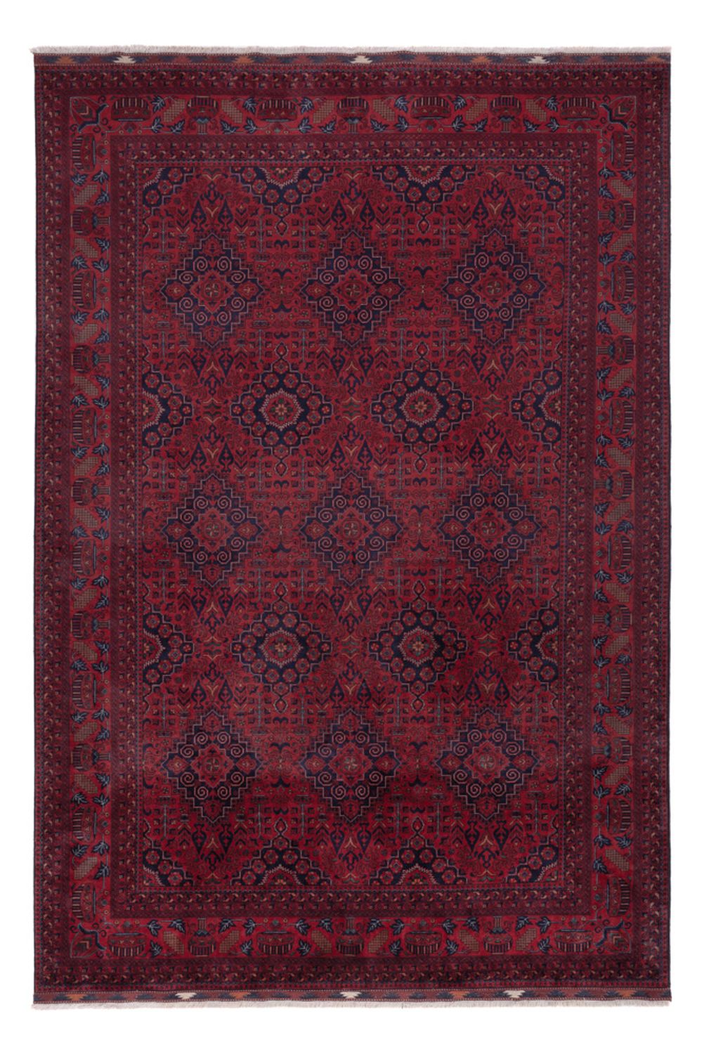 Afghansk matta - Kungliga - 300 x 202 cm - mörkröd