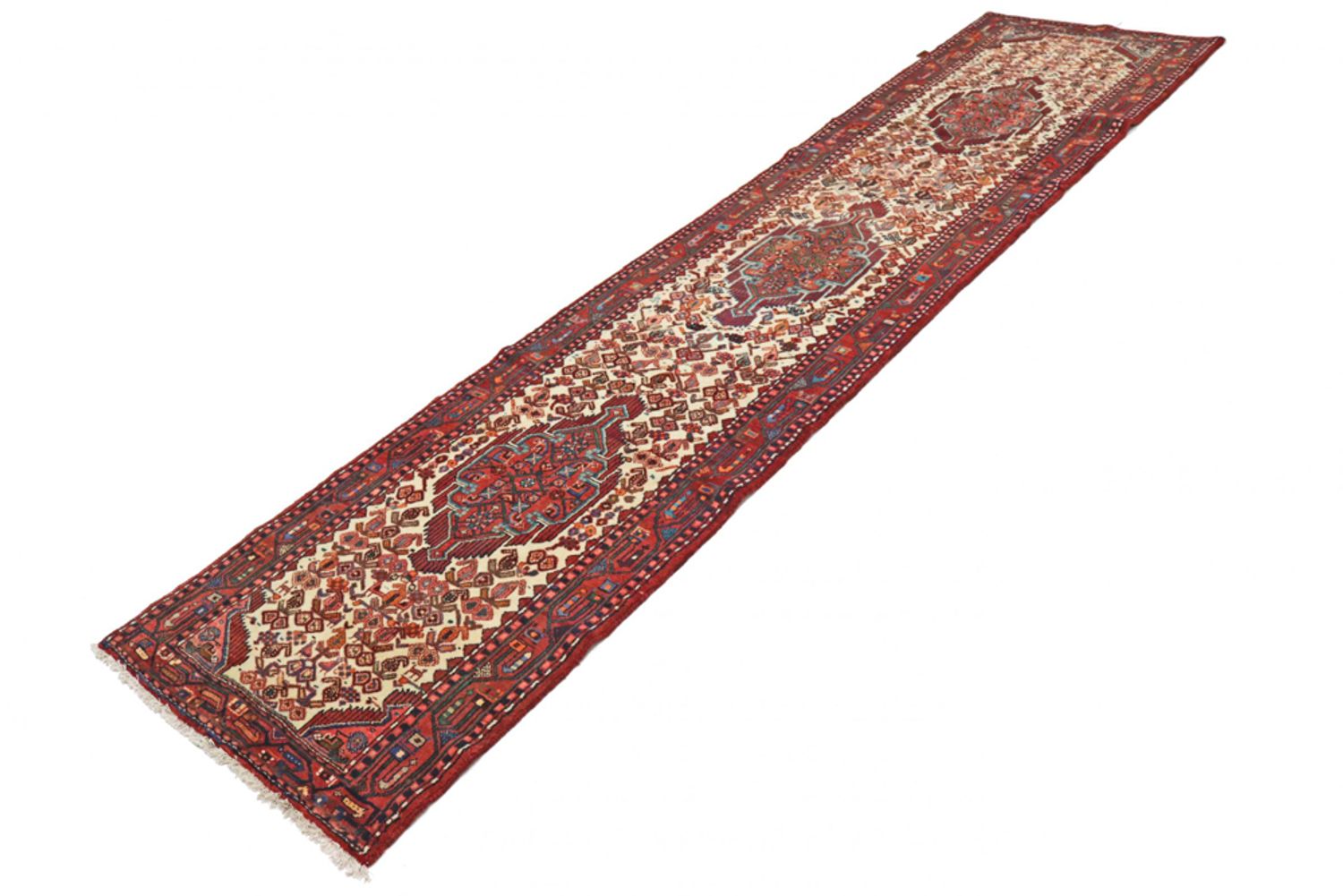 Runner Perský koberec - Nomádský - 356 x 83 cm - světle béžová