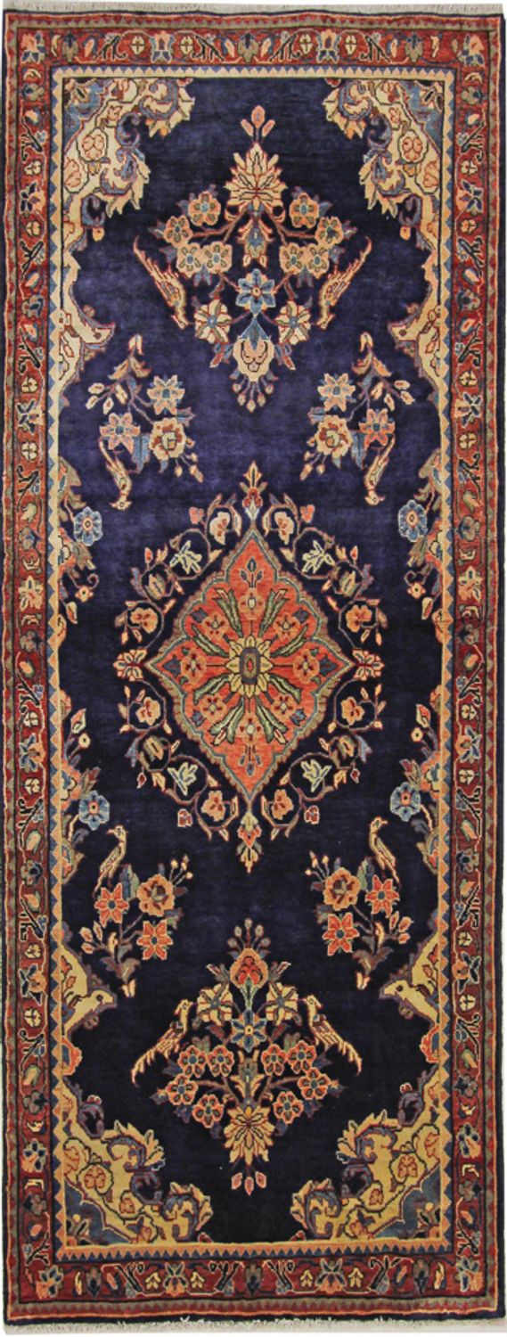 Runner Perský koberec - Nomádský - 297 x 111 cm - tmavě modrá