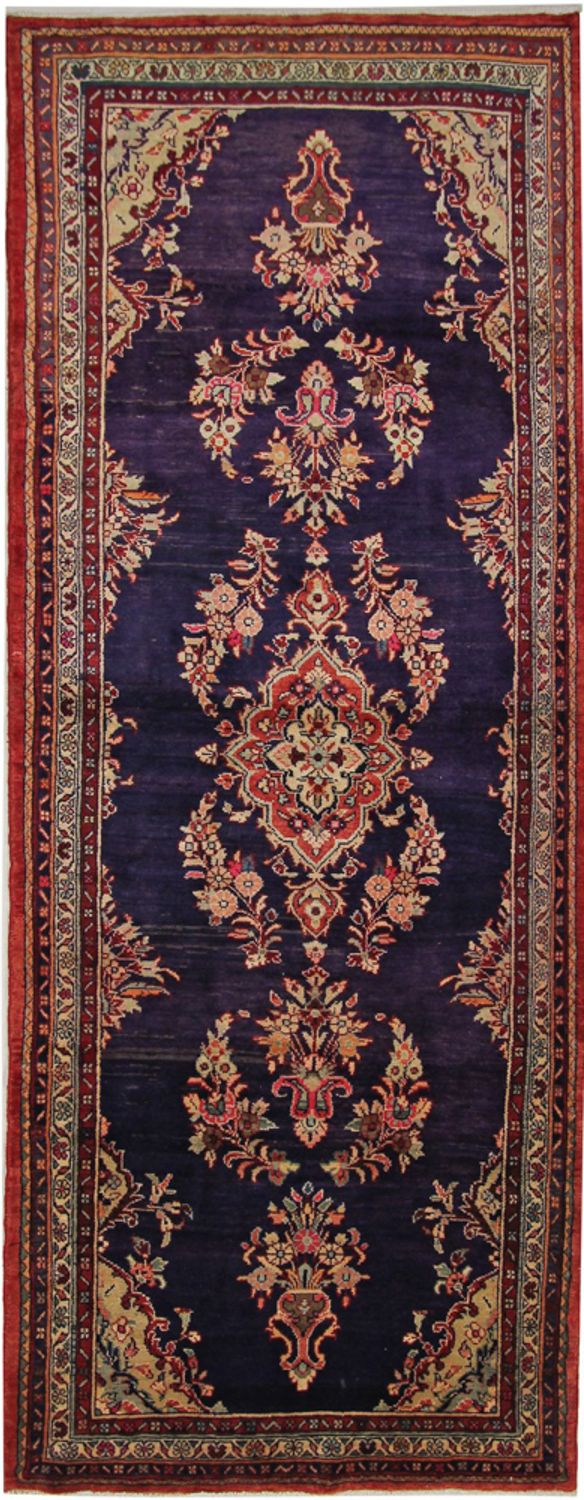 Runner Perský koberec - Nomádský - 313 x 127 cm - tmavě modrá