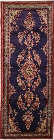 Runner Perský koberec - Nomádský - 313 x 127 cm - tmavě modrá