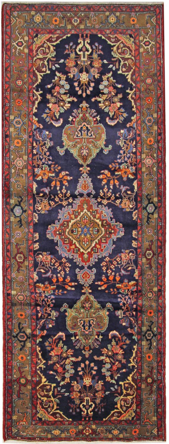 Runner Perský koberec - Klasický - 324 x 122 cm - tmavě modrá