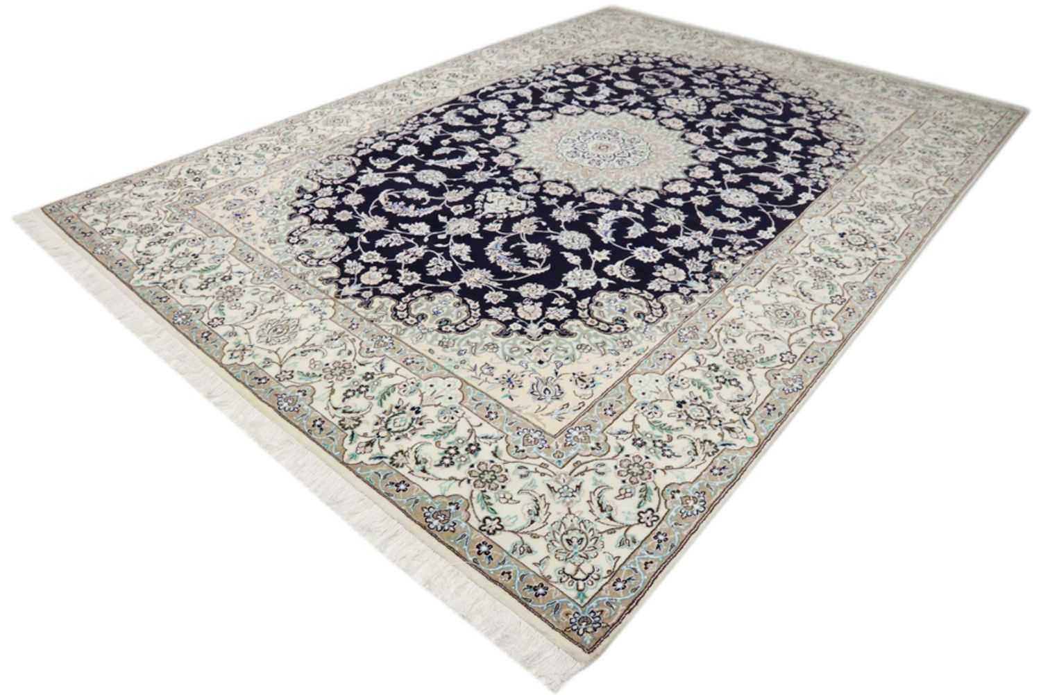 Alfombra persa - Nain - 345 x 246 cm - azul oscuro