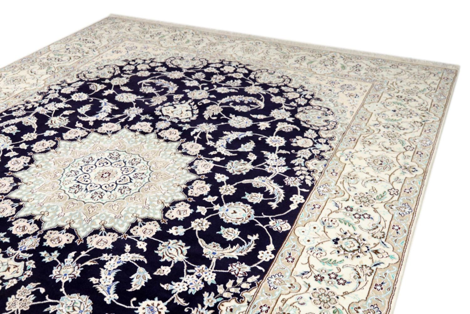 Alfombra persa - Nain - 345 x 246 cm - azul oscuro