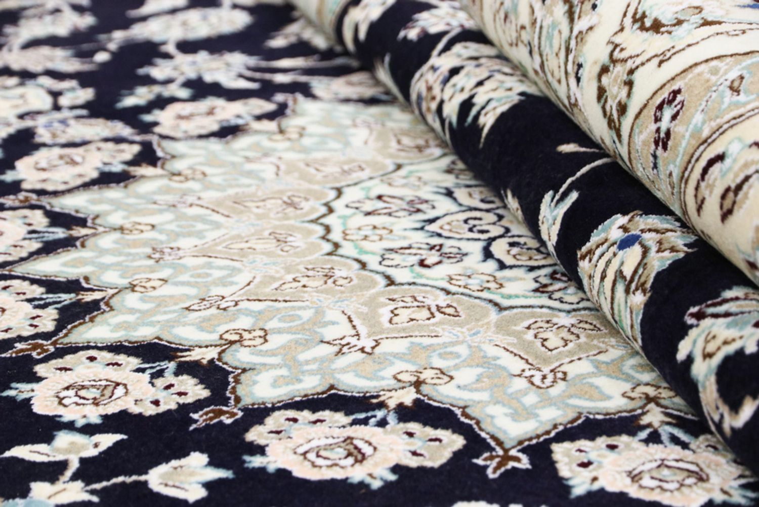 Alfombra persa - Nain - 345 x 246 cm - azul oscuro